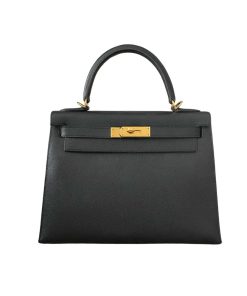 Hermes Kelly 28 Black Epsom Sellier